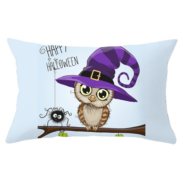 Colorful Pumpkin Funny Owl Printed Lumbar