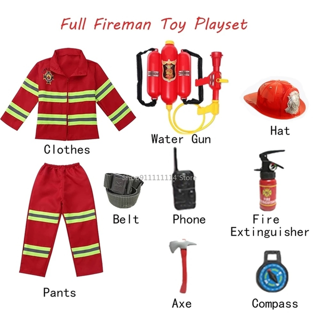 Firefighter Halloween Cosplay Uniform For Kids