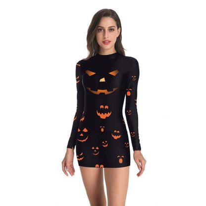 Women Vintage Skeleton Rose Print Dress