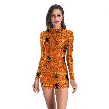 Women Vintage Skeleton Rose Print Dress