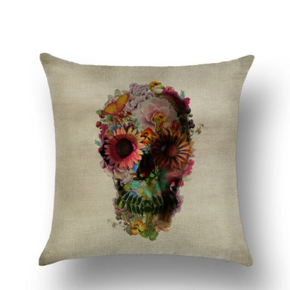 Skull Printed Linen Pillowcase For Halloween