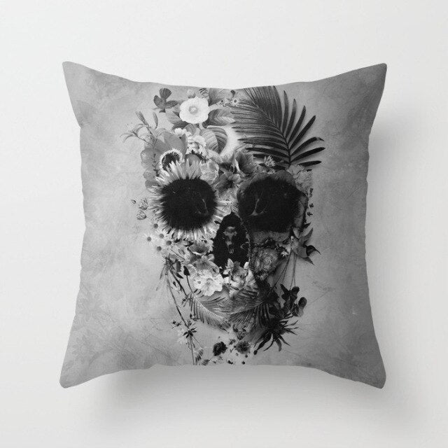 Skull Printed Linen Pillowcase For Halloween