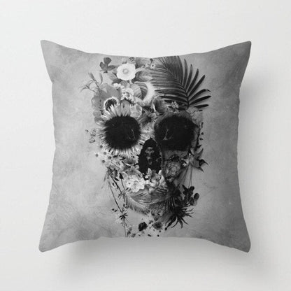 Skull Printed Linen Pillowcase For Halloween