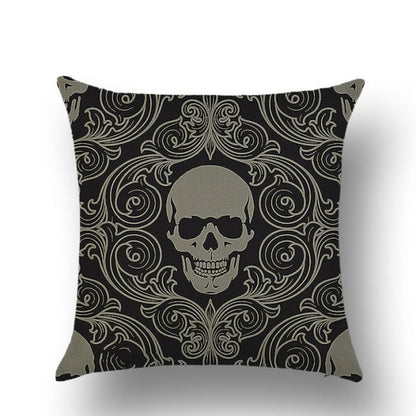Skull Printed Linen Pillowcase For Halloween