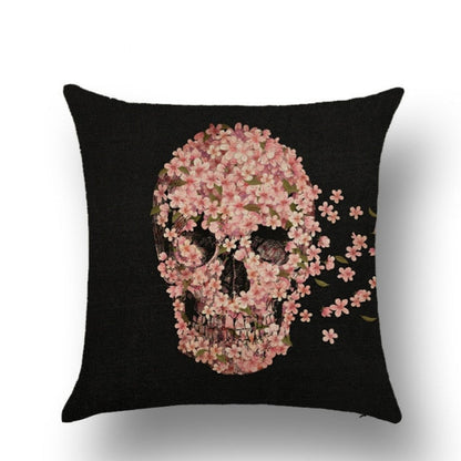 Skull Printed Linen Pillowcase For Halloween