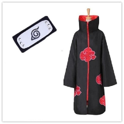 Akatsuki Costume3Pcs with Headband and Ring  Akatsuki Halloween Cloak Cape Itachi Robe Cosplay Anime Costume with Konoha Bandeau