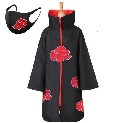 Akatsuki Costume3Pcs with Headband and Ring  Akatsuki Halloween Cloak Cape Itachi Robe Cosplay Anime Costume with Konoha Bandeau