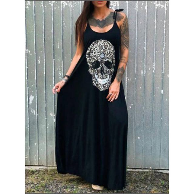 Summer Dresses Women Punk Style Loose Halter Neck