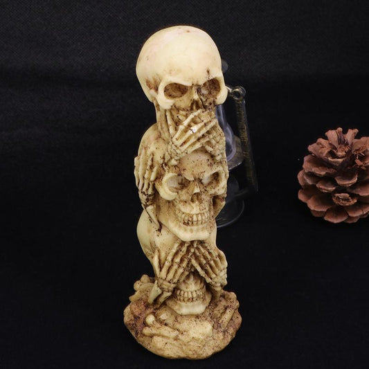 Hear-No See-No Speak-No Evil Skull Statue