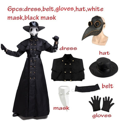 Medieval Hood Robe Plague Doctor Costume