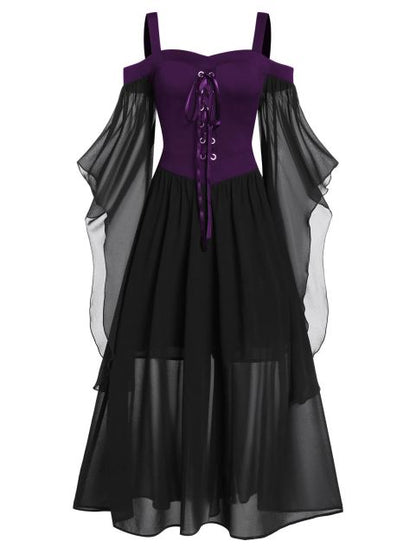 Women Halloween Gothic Punk Plus Size Lace Dress