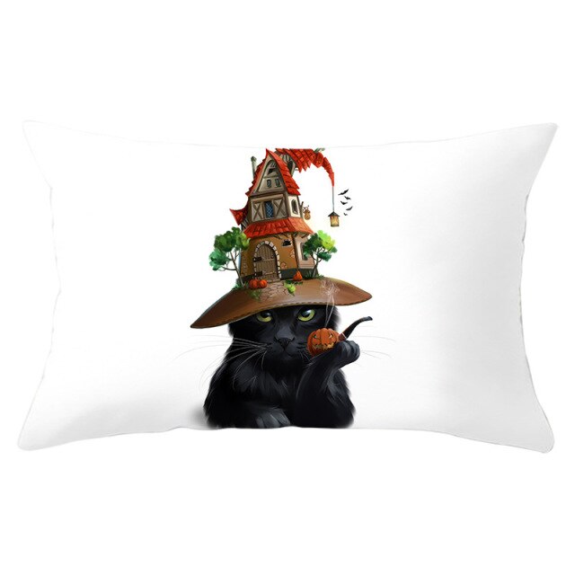 Decorative Halloween Pumpkin Wreath Cushion Cover