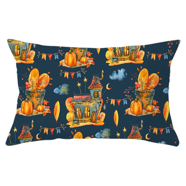 Decorative Halloween Pumpkin Wreath Cushion Cover