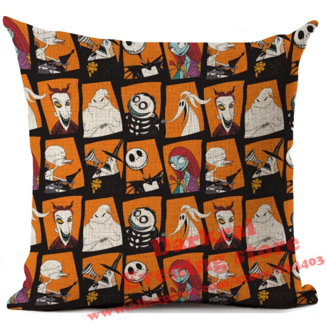 Skull Jack Cartoon Printed Cushion Cover