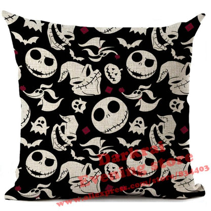 Skull Jack Cartoon Printed Cushion Cover