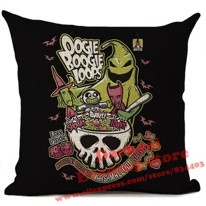 Skull Jack Cartoon Printed Cushion Cover