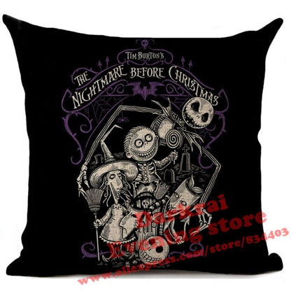 Skull Jack Cartoon Printed Cushion Cover