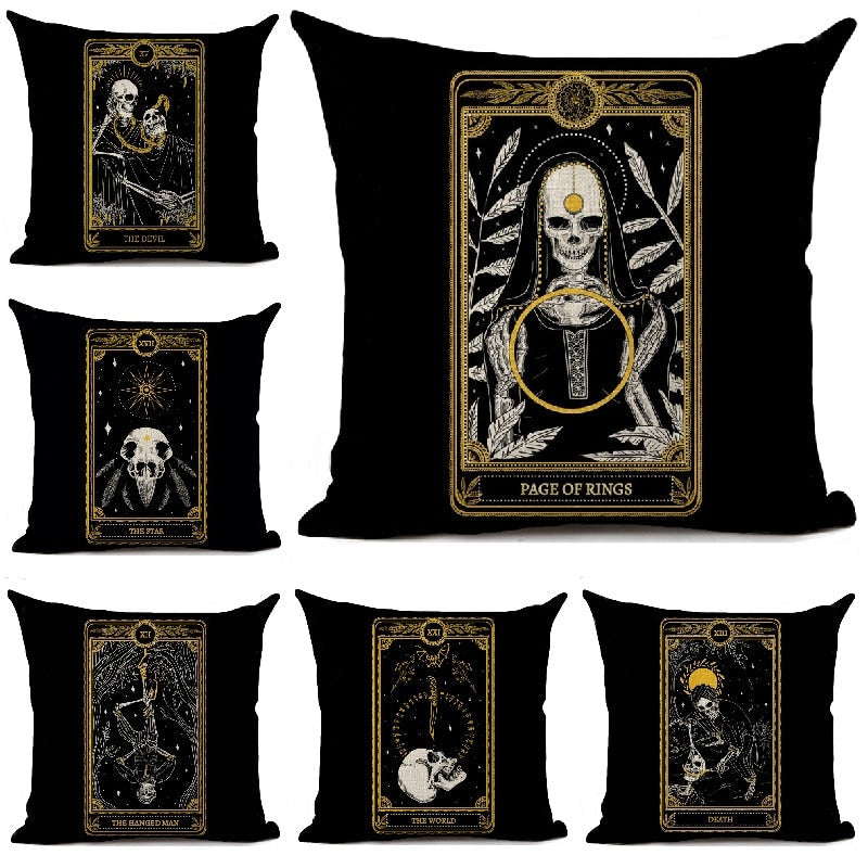 Witchcraft Tarot Style Cushion Cover Horror Pattern