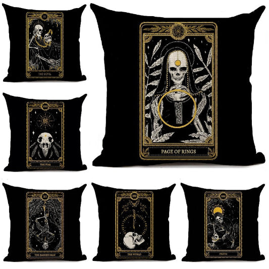 Witchcraft Tarot Style Cushion Cover Horror Pattern