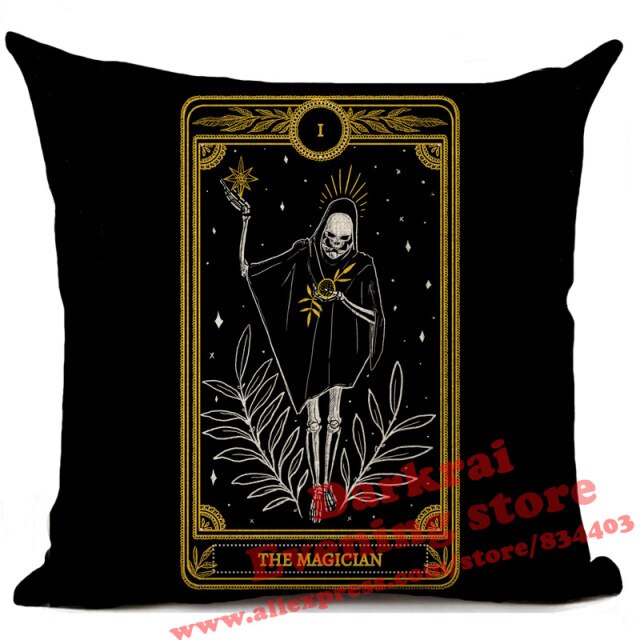 Witchcraft Tarot Style Cushion Cover Horror Pattern