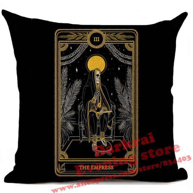 Witchcraft Tarot Style Cushion Cover Horror Pattern