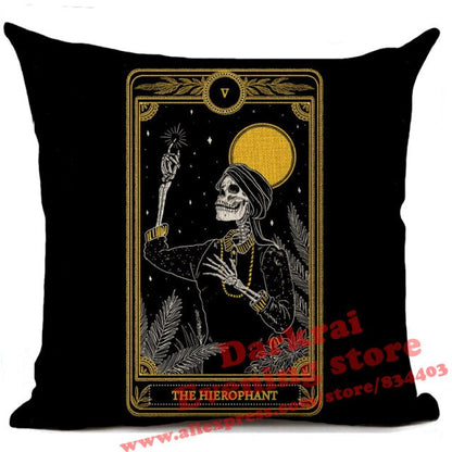 Witchcraft Tarot Style Cushion Cover Horror Pattern