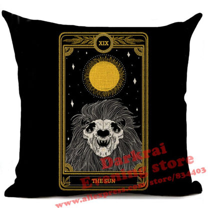 Witchcraft Tarot Style Cushion Cover Horror Pattern