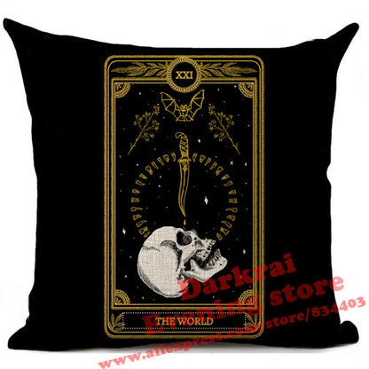 Witchcraft Tarot Style Cushion Cover Horror Pattern