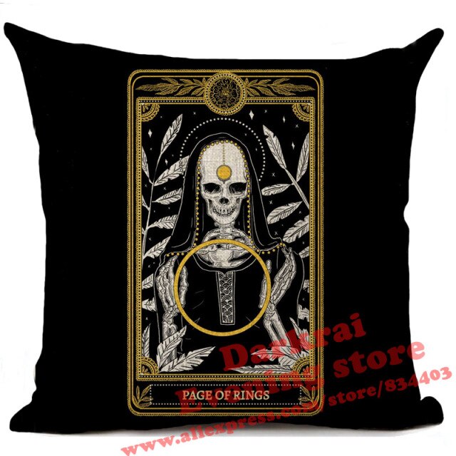 Witchcraft Tarot Style Cushion Cover Horror Pattern