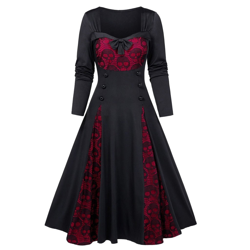 Gothic Skull Lace Vintage Halloween Dress
