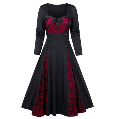 Gothic Skull Lace Vintage Halloween Dress