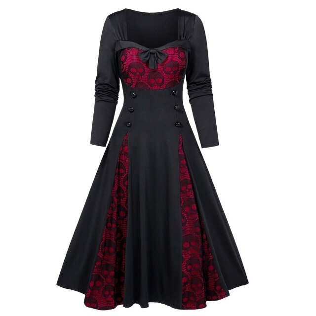 Gothic Skull Lace Vintage Halloween Dress