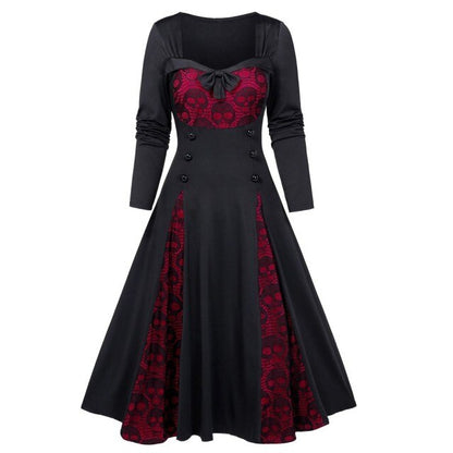 Gothic Skull Lace Vintage Halloween Dress