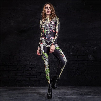 Scary Costume Jumpsuit for Women Skeleton Bodysuit