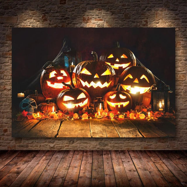 Pumpkin Halloween Canvas Painting Modern Festival Art