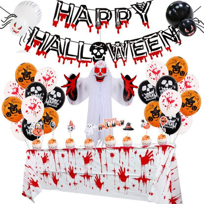 Balloon Set Blood Color Banner Paper Honeycomb