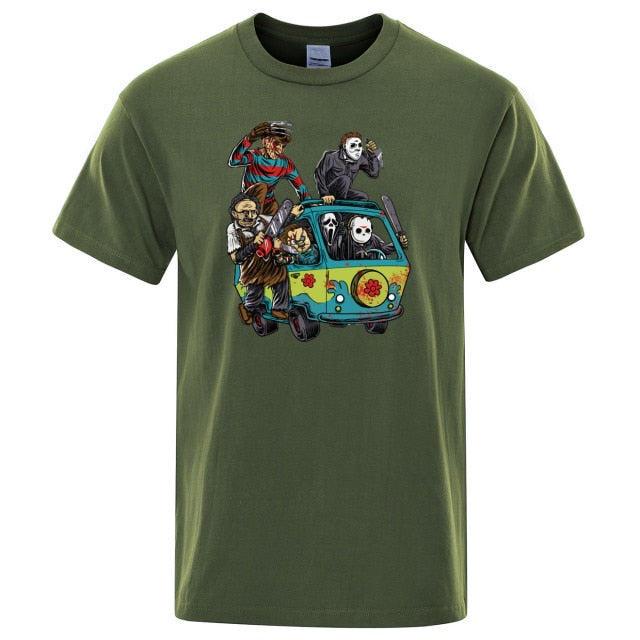 Horror Movie Theme Park Jason Clown Saw  T-Shirt