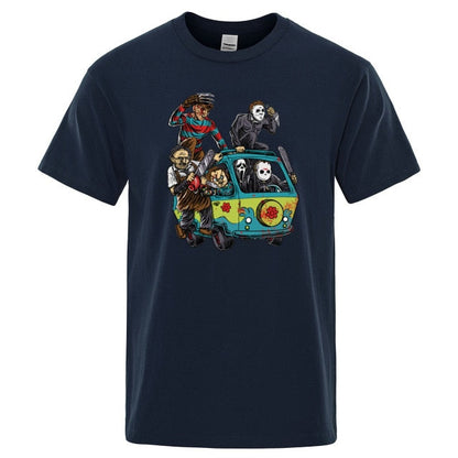 Horror Movie Theme Park Jason Clown Saw  T-Shirt