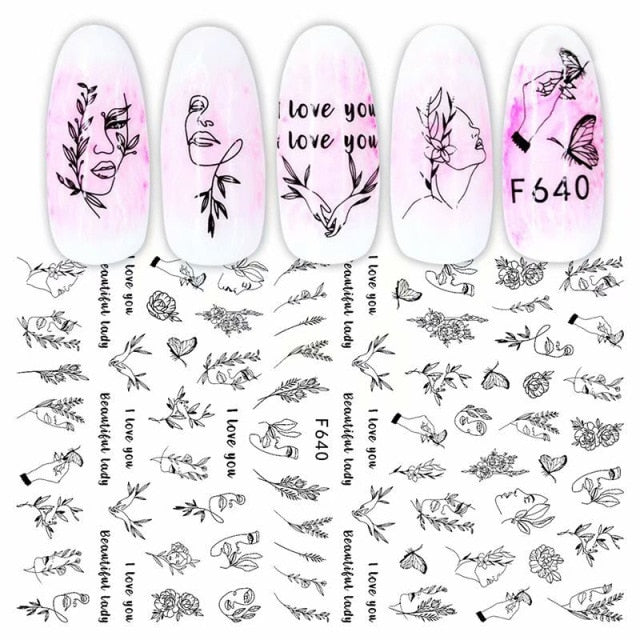 Black Scary Nail Art Sticker For Halloween