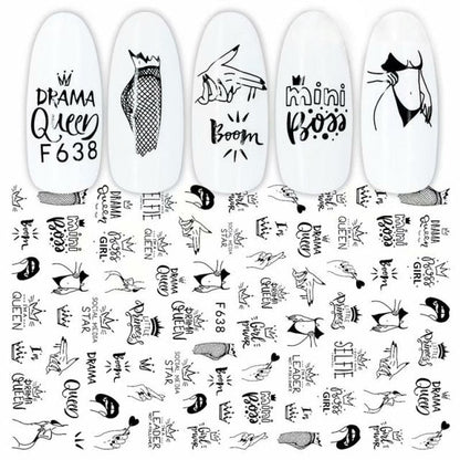 Black Scary Nail Art Sticker For Halloween