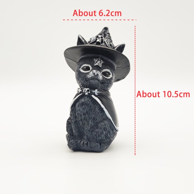 Halloween Magic Cat Kitty Sculpture Lawn Gnome Figure