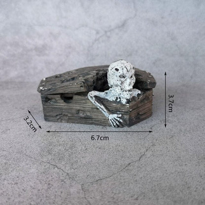 Skull Coffin Halloween Decor Figure Resin Craft