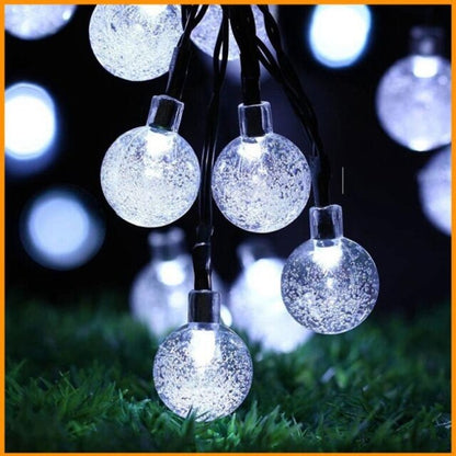 Solar String Lights Outdoor Multicolor Crystal Globe Bulbs
