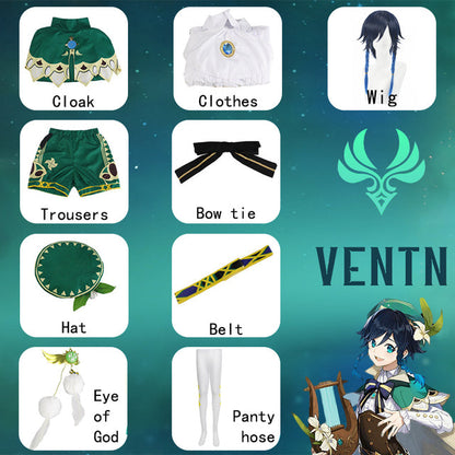 Genshin Impact Venti Cosplay Uniform Halloween Costumes