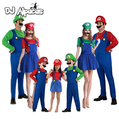 Super Mario Adults and Kids Mario Family Bros Cosplay Costume Set