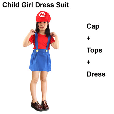 Super Mario Adults and Kids Mario Family Bros Cosplay Costume Set