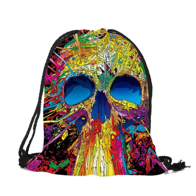 Punk Women Drawstring Bags Backpack Halloween