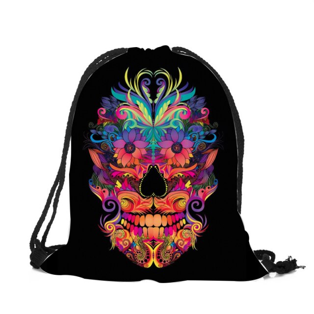 Punk Women Drawstring Bags Backpack Halloween