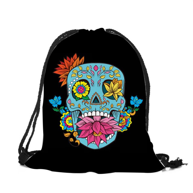 Punk Women Drawstring Bags Backpack Halloween