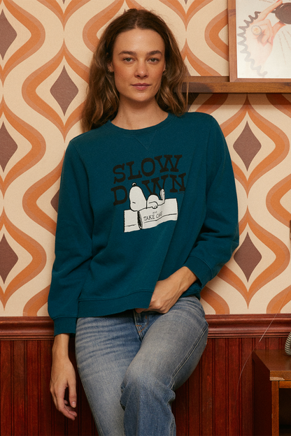 Peanuts Slow Down Authentic Vintage Womens Crewneck Sweatshirt
